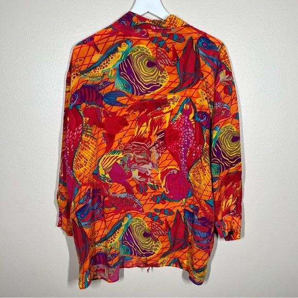 Vintage Albert & Pearl 100% Silk Tropical Fish Multicolor Shirt and Pants Set - Picture 7 of 16